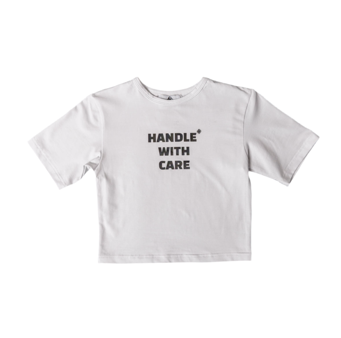 “HANDLE WITH CARE” CROP TOP