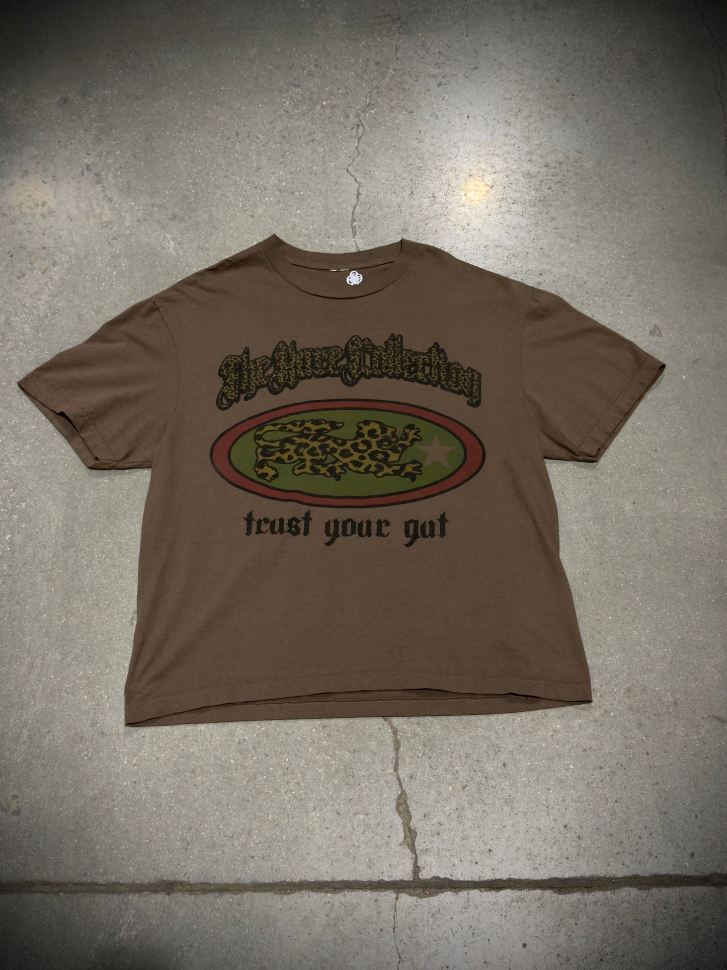 “TRUST YOUR GUT” T SHIRT (BROWN)
