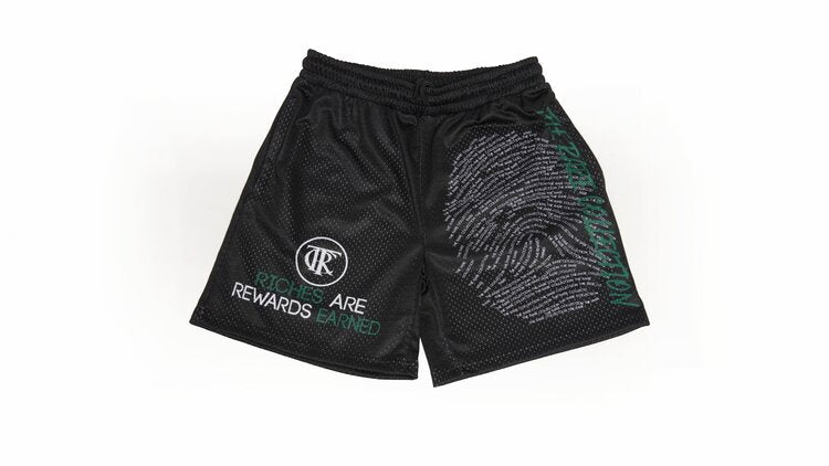 Black, DNA Fingerprint shorts, front view