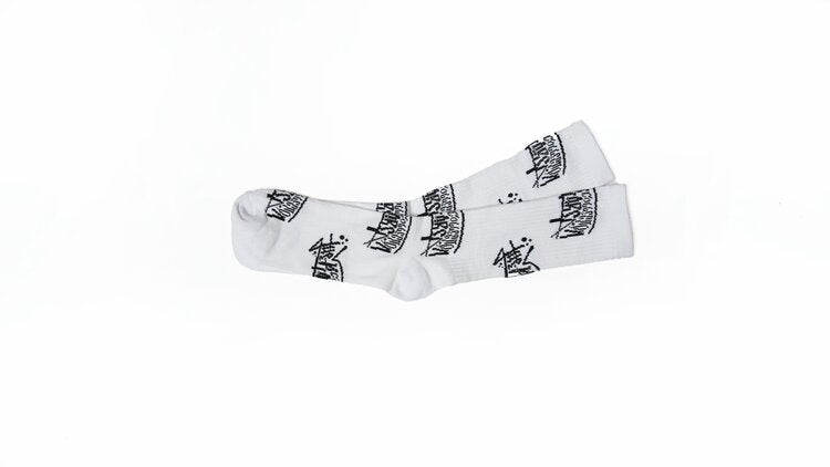 white, trc graffiti socks, side view